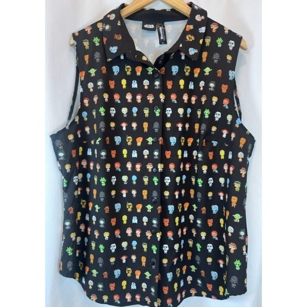 BlackMilk Star Wars Pixel 8-Bit Business Time Shirt Sleeveless Button Up XXL HTF